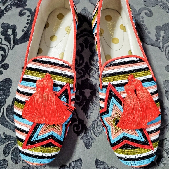 BODEN Evelina Star and Strips Beaded tassel Shoes - Picture 6 of 8